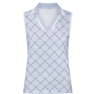 Röhnisch Essential Sleeveless Poloshirt Micro R Check Skyway