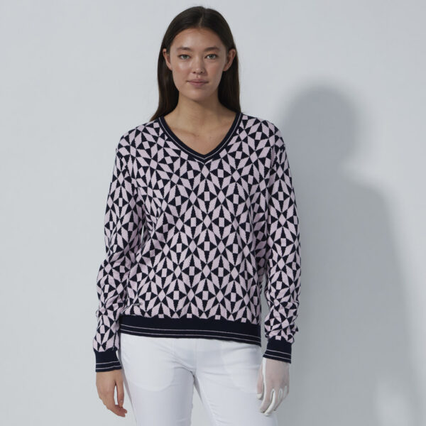 Daily Sports Jacquard Pullover Navy Pink