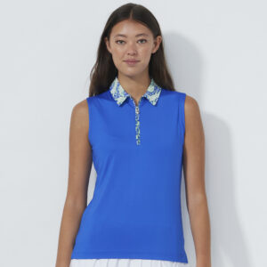 Daily Sports Print Collar Sleeveless Poloshirt Nautical Blue