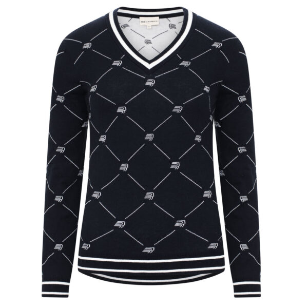 Röhnisch Adele Knitted Sweater R Check Navy