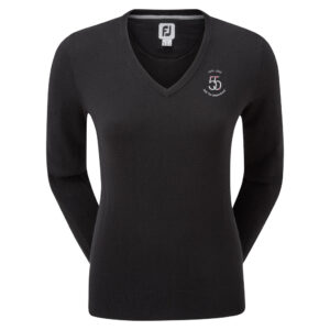 FootJoy Wool Blend V-Neck Dames Pullover Black Logo DGC