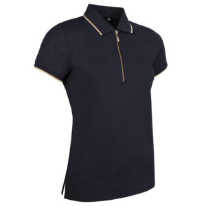 Glenmuir Amelia Poloshirt Black Diamond Print/Gold