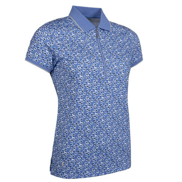 Glenmuir Amelia Poloshirt Light Blue Flowers/Silver