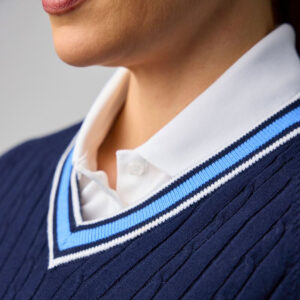 Glenmuir Connie V-neck Sweater Navy Light Blue White – Bild 2
