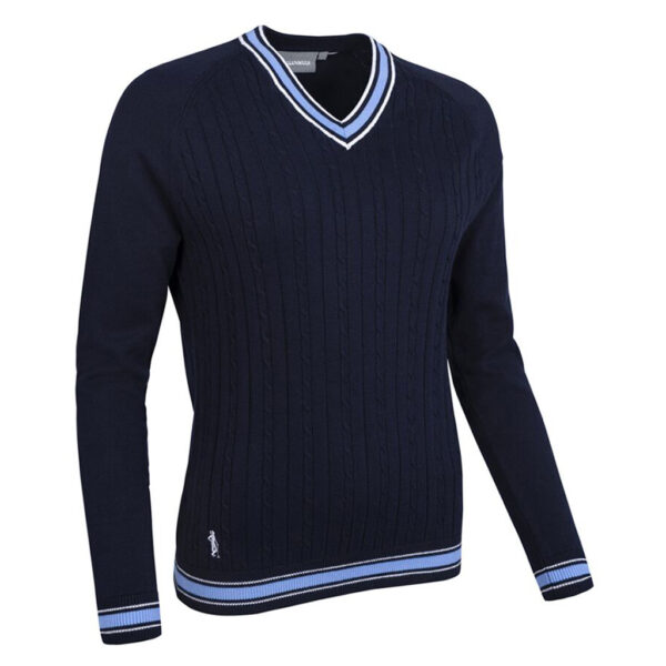 Glenmuir Connie V-neck Sweater Navy Light Blue White