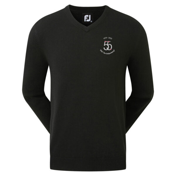 FootJoy Wool Blend V-Neck Heren Pullover Black Logo DGC