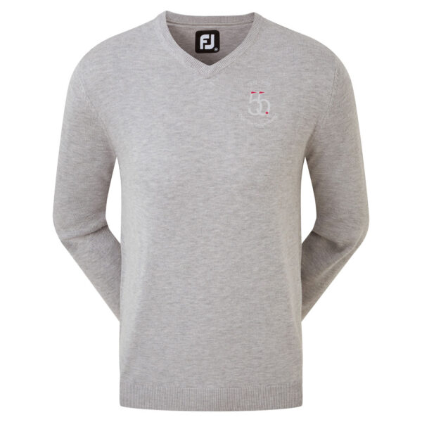 FootJoy Wood Blend V-Neck Heren Pullover Grey Logo DGC