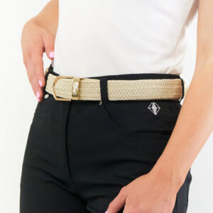 Gold Metallic Stretch Golf Belt Lady Golfer Buckle - Afbeelding 2