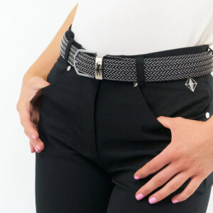 Black White Stretch Golf Belt Lady Golfer - Afbeelding 2