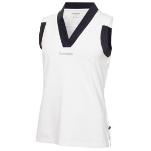 Calvin Klein Juno Jersey Sleeveless Polo White