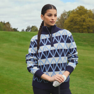 Daily Sports Argyle Half Neck Pullover Lined Navy – Bild 5