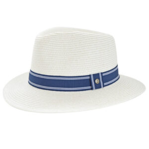 House of Ord Stripe Fedora Ivory Navy White