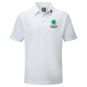 FootJoy Pique Solid Heren Poloshirt Wit Logo Leeuwarder GC