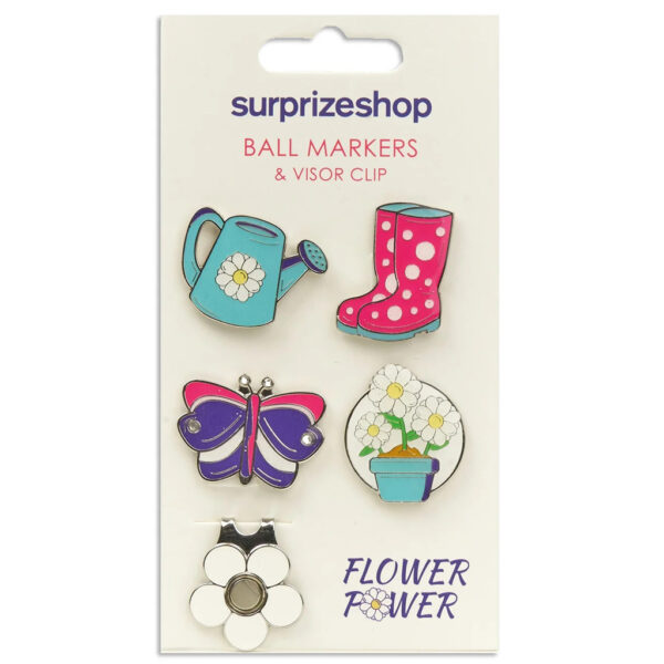 Surprizeshop Flower Power Golf Ball Marker and Visor Clip Set