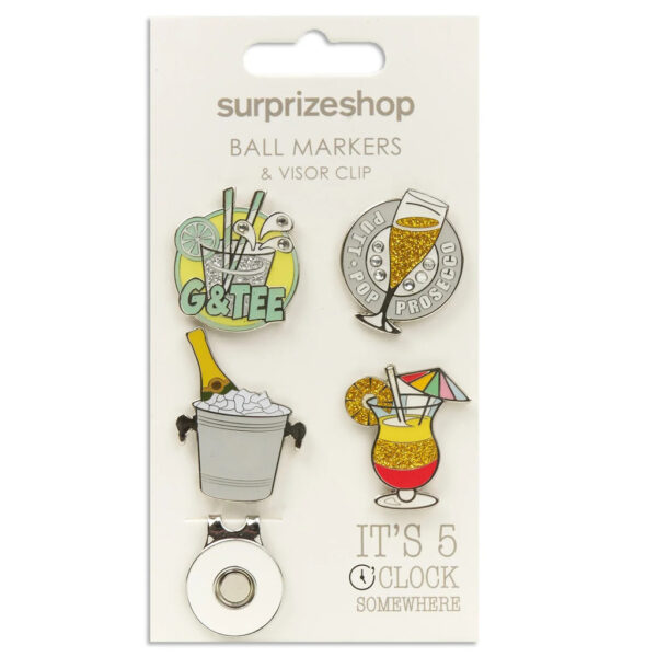 Surprizeshop It's 5 O'Clock Somewhere Ball Marker and Visor Clip Set