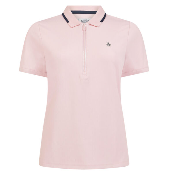 Original Penguin Ribbed Polo with Metallic Zipper