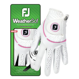 Footjoy Weathersof handschoen wit pink