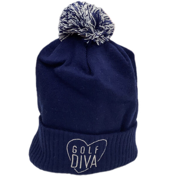 Golfdiva Bobble Beanie Navy