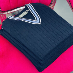 Glenmuir Connie V-neck Sweater Navy Light Blue White – Bild 3