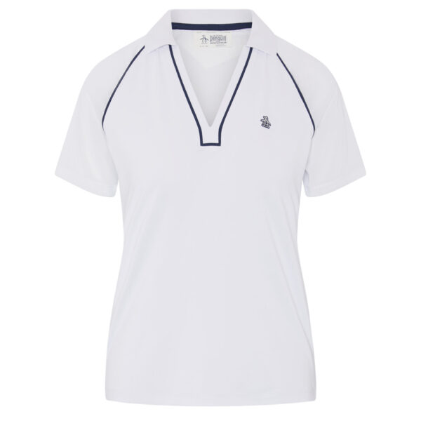 Original Penguin V-neck Colour Block Polo With Contrast Piping White