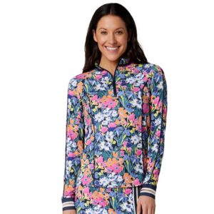 Original Penguin Sun Protection Top w/Piping Black Iris