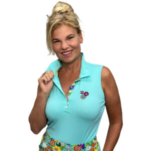 Chiberta Pauline Mouwloos Poloshirt Aqua - Afbeelding 3