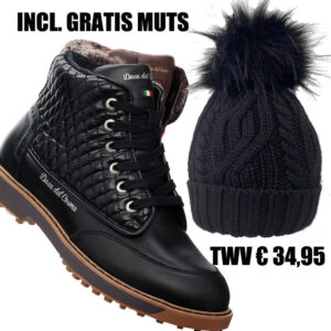 Duca del Cosma Fantasia Winterlaarzen Black + Gratis Muts